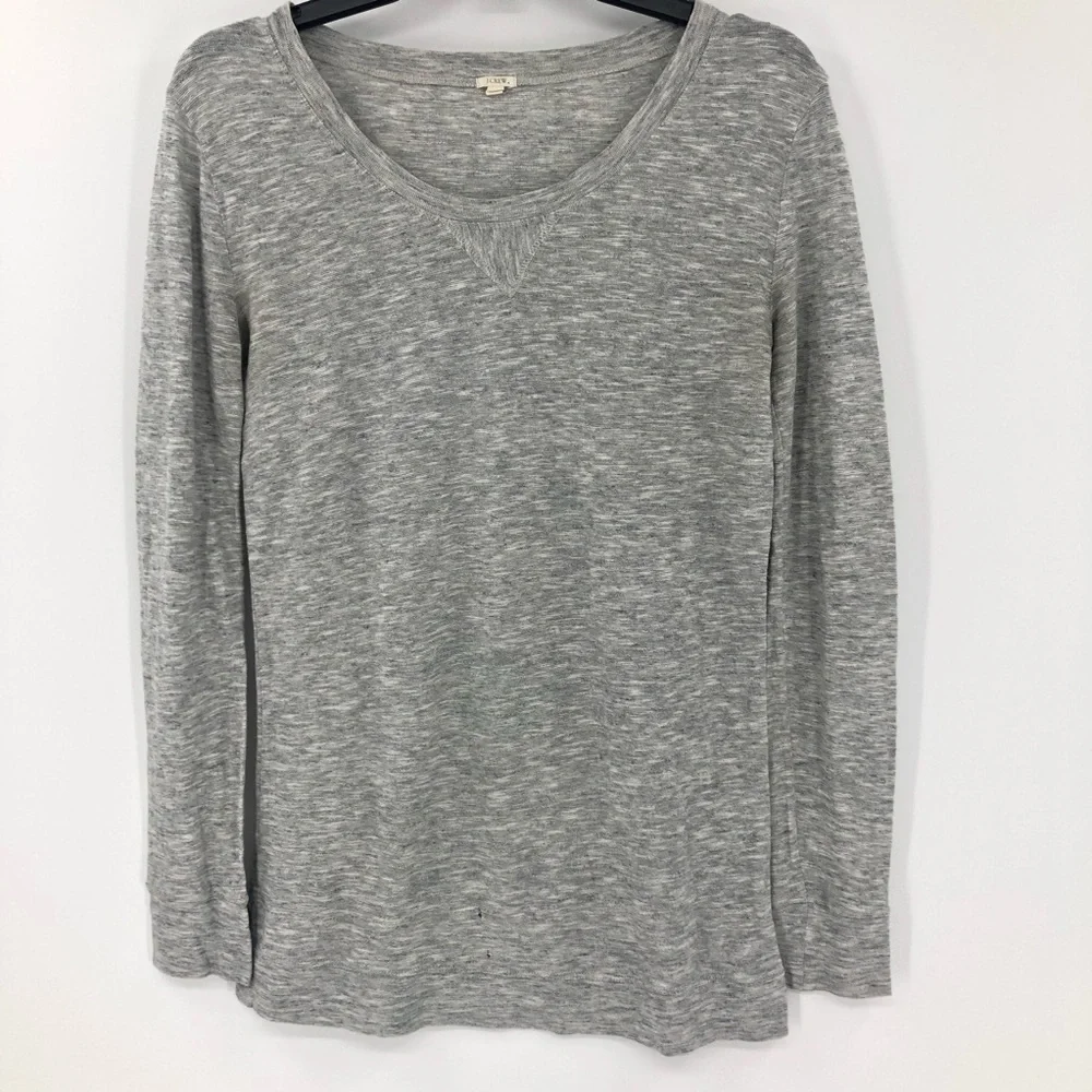 J. Crew Shirt Womens XS Gray Long Sleeve Wool Blend Pullover